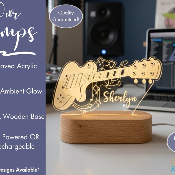 Personalized Guitar Night Light – Custom LED Lamp for Music Lovers - Picture 3 of 8